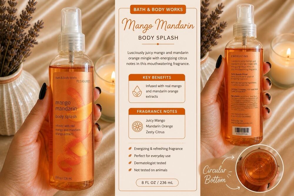 Bath & Body Works Pleasures Mango Mandarin Full Size Collectible 8oz Spray